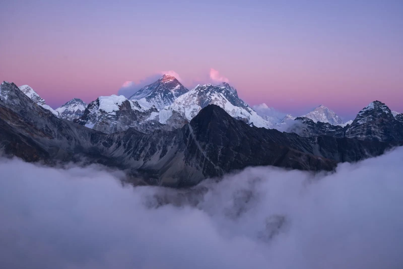 Beautiful scenery summit mount everest covered with snow white clouds placeholder